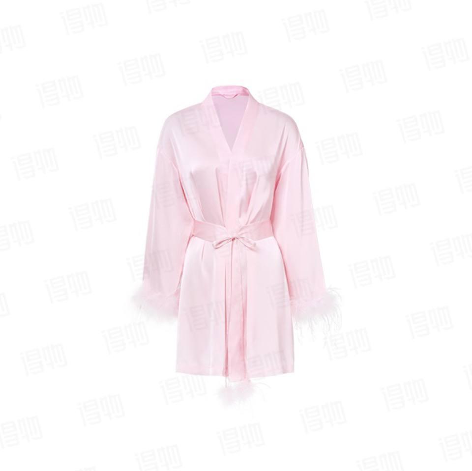 ubras 极简轻奢系列 流光蕾丝流苏美背流光珠贝性感睡衣带胸垫晨袍睡裙